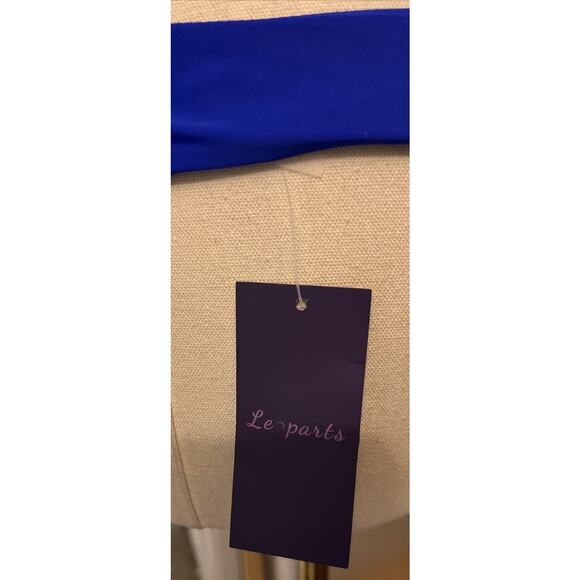 Sexy Bikini Set Light Blue Halter V-Neck Top Size L & Dark Blue Thong Bottom M - Picture 9 of 13